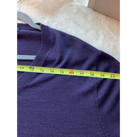 Brooks Brother's Mens Large Sweater Pullover Purple V neck Saxxon Wool Minimali - Picture 5 of 10